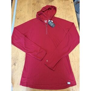 NewMerino Tech 190 Hoodie Womens Xxl Red Quarter Zip Hoodie Midweight Wool